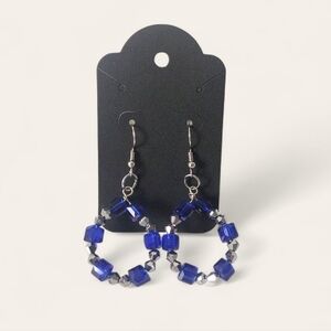 Elegant Blue and Silver Hoop Earrings